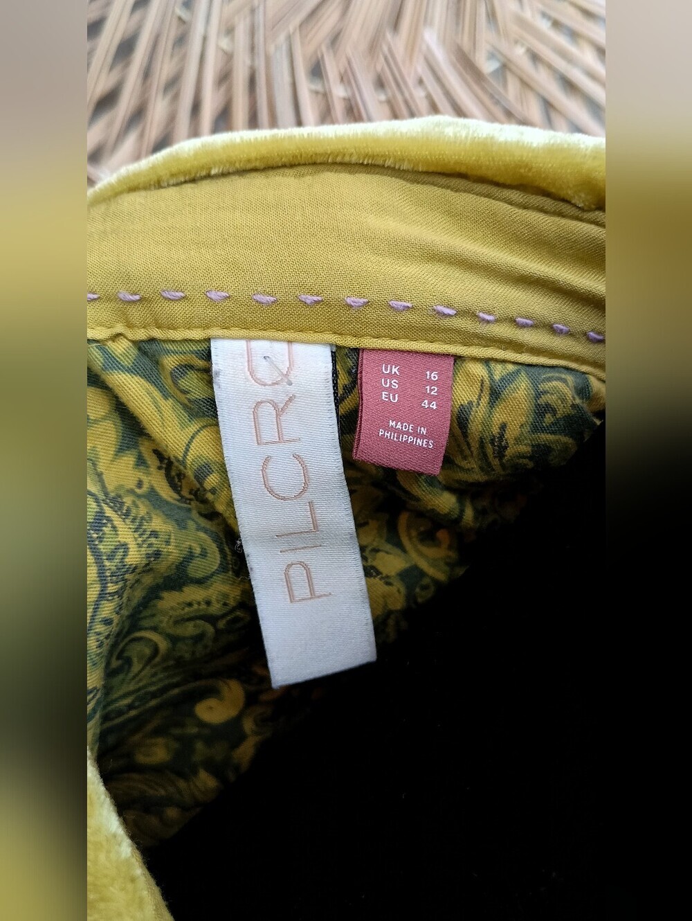 Pilcro Anthropologie Velvet Button Down Shirt in Mustard Yellow_12 - Picture 4 of 8